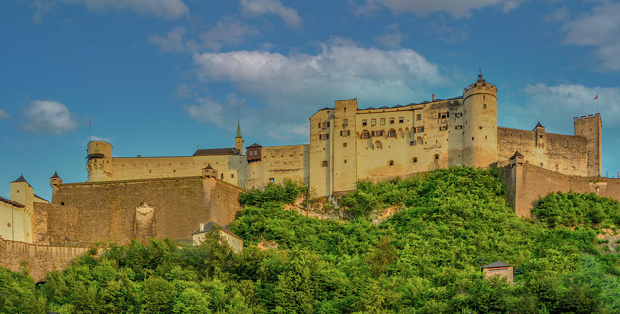Salzburg Castle Shines From the Hill Photograph by Marcy Wielfaert