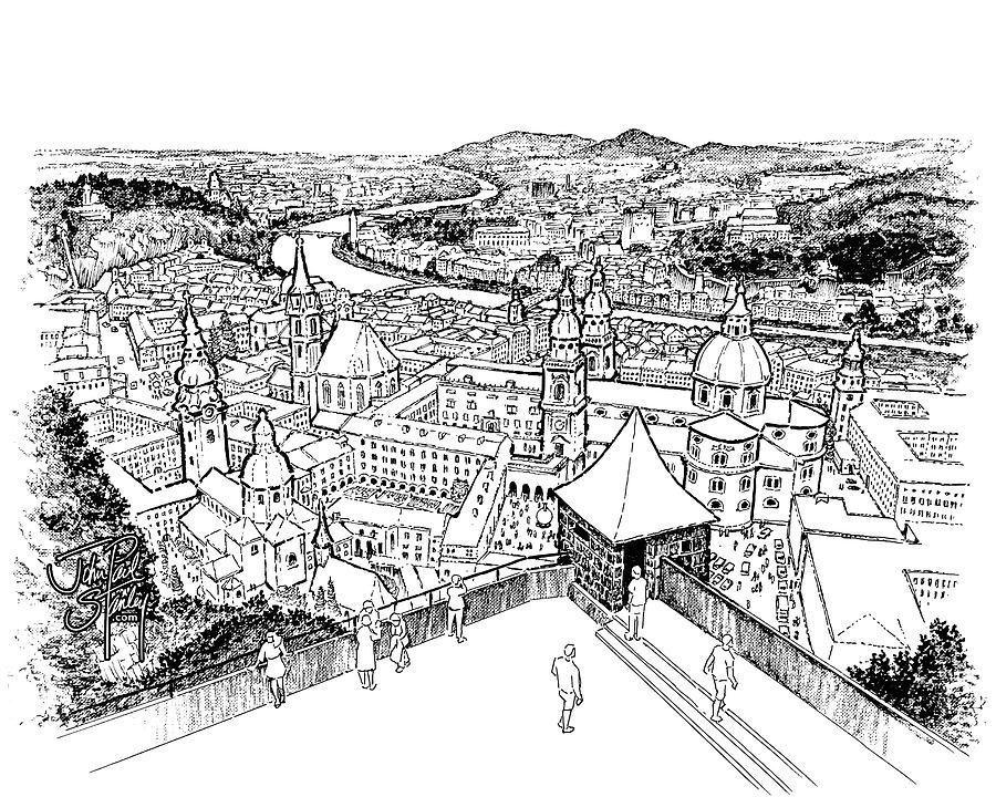 Salzburg Drawing by John Paul Stanley