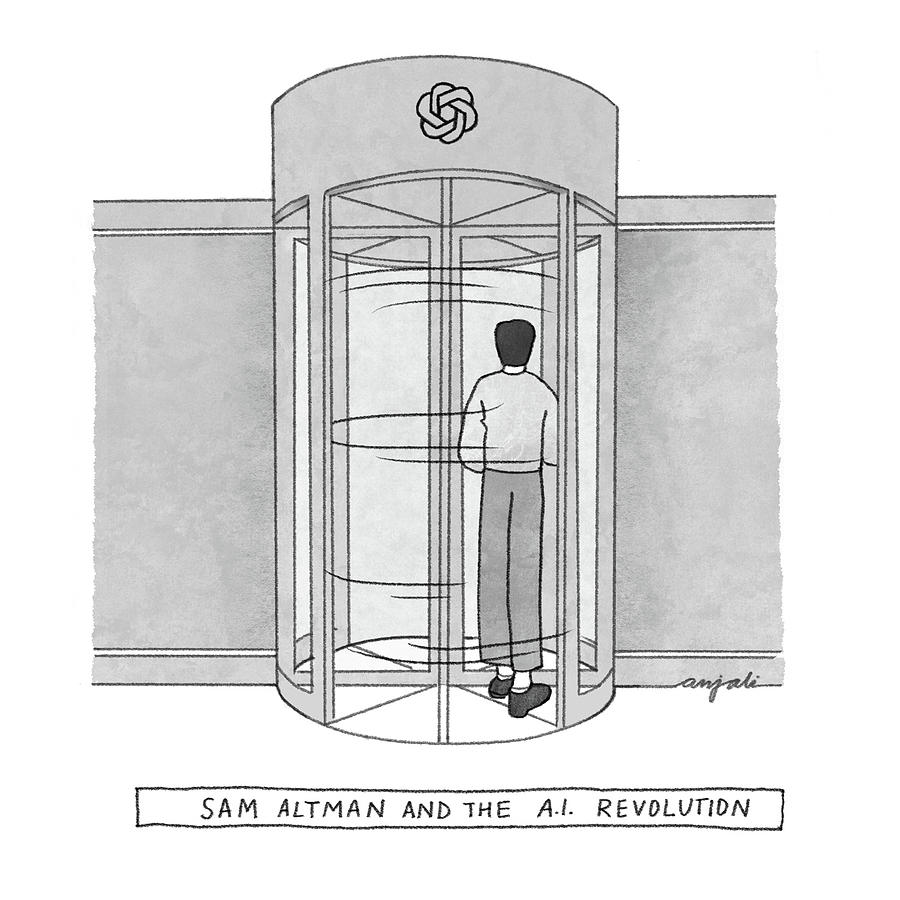 Sam Altman and the AI Revolution Drawing by Anjali Chandrashekar