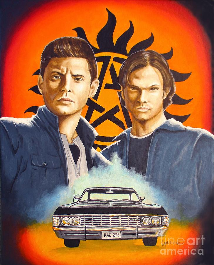 Sam, Dean, and Baby Painting by Al  Molina