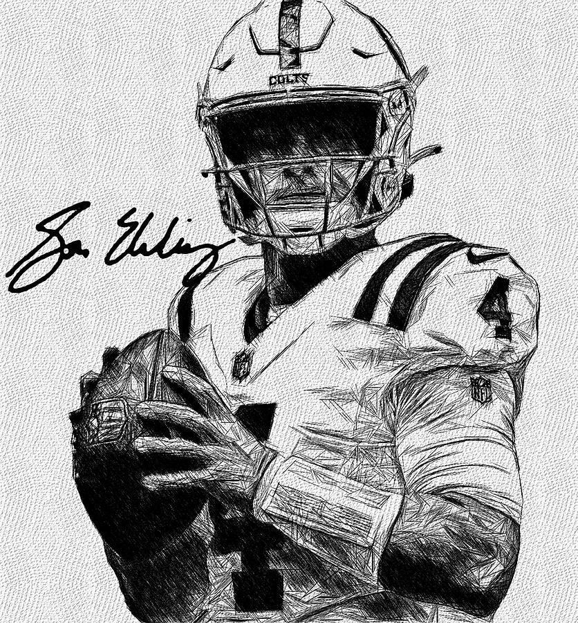 Sam Ehlinger Colts QB sketch Digital Art by Bob Smerecki - Fine Art America