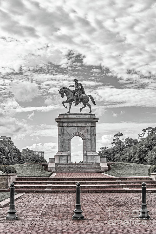 Sam Houston Monument Hermann Park BW Vertical Photograph by Bee Creek ...