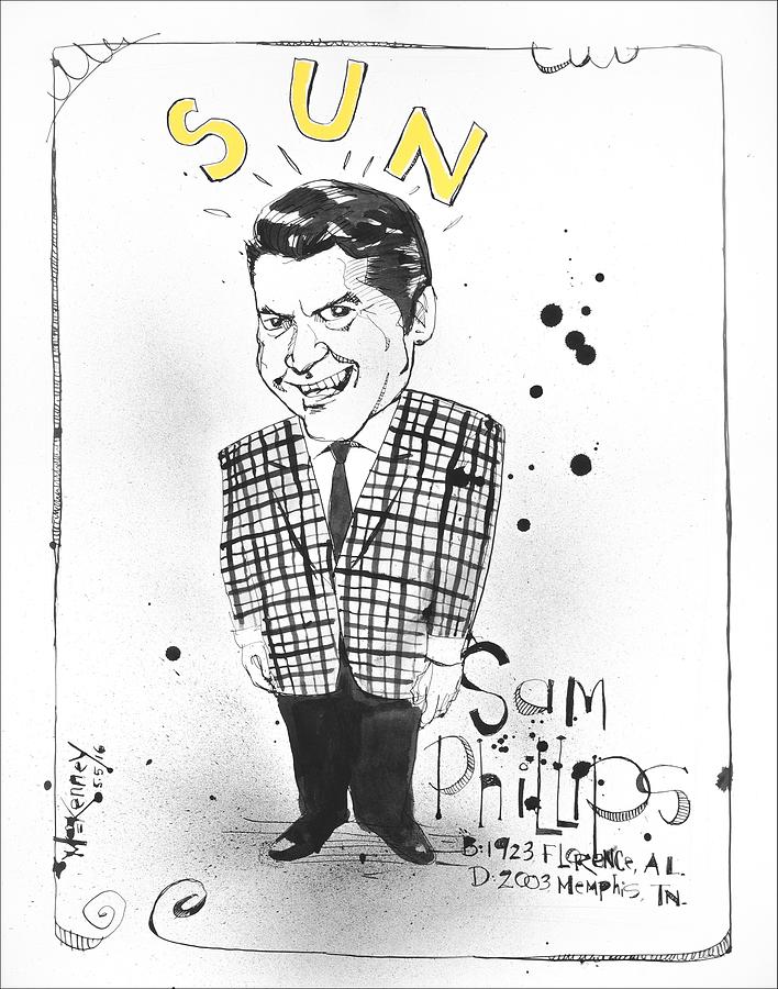 Sam Phillips Drawing by Phil Mckenney