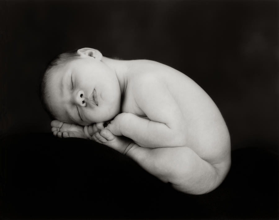 Black & White Photograph - Sam Sleeping by Anne Geddes