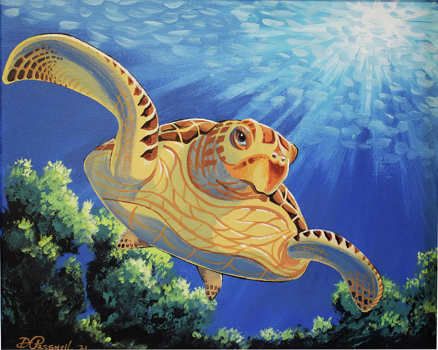 Sam Soaring Above the Coral Painting by Donald Presnell
