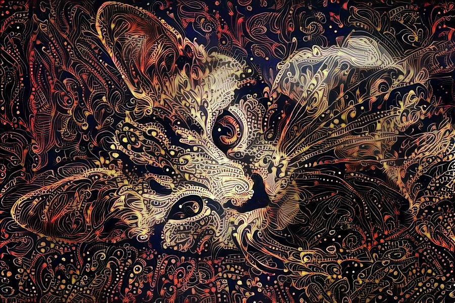 Sam the Tabby Kitten Lying Down Digital Art by Peggy Collins