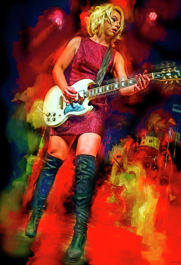 Samantha Fish Guitarist Mixed Media by Mal Bray
