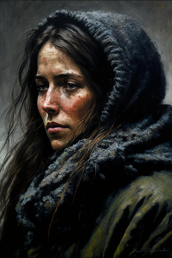 Samantha - Portrait of a homeless woman Digital Art by Kai Saarto