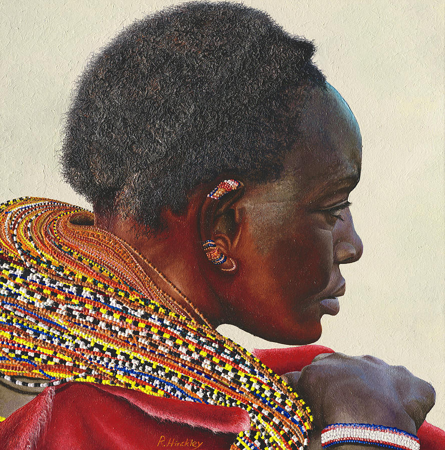 Samburu tribal woman Painting by Russell Hinckley