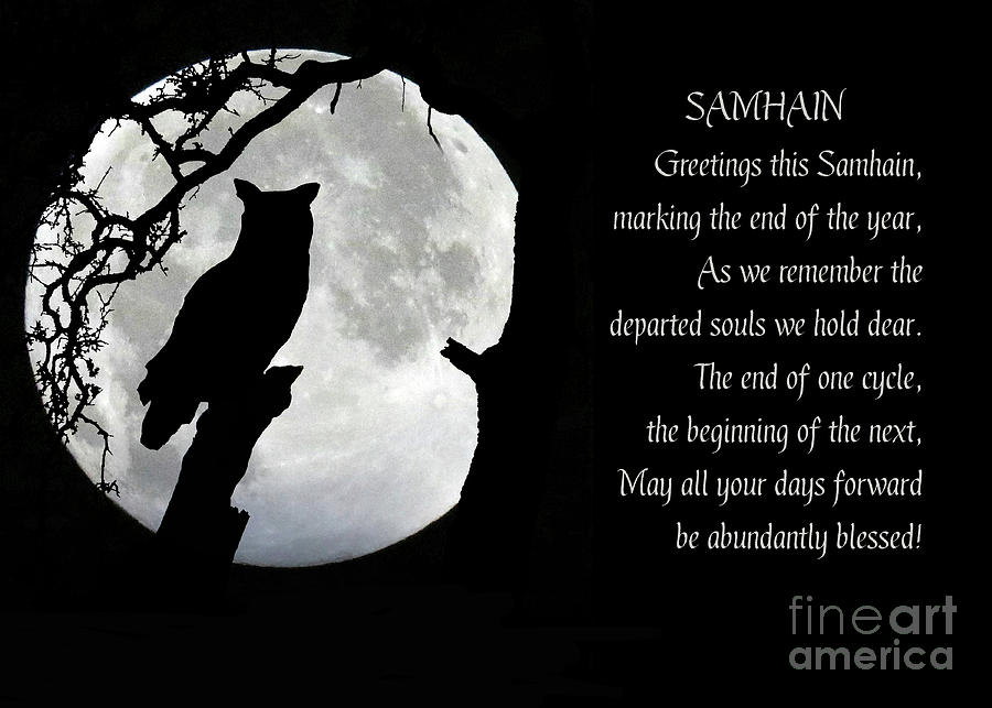 Samhain Owl and Moon Blessings Photograph by Stephanie Laird