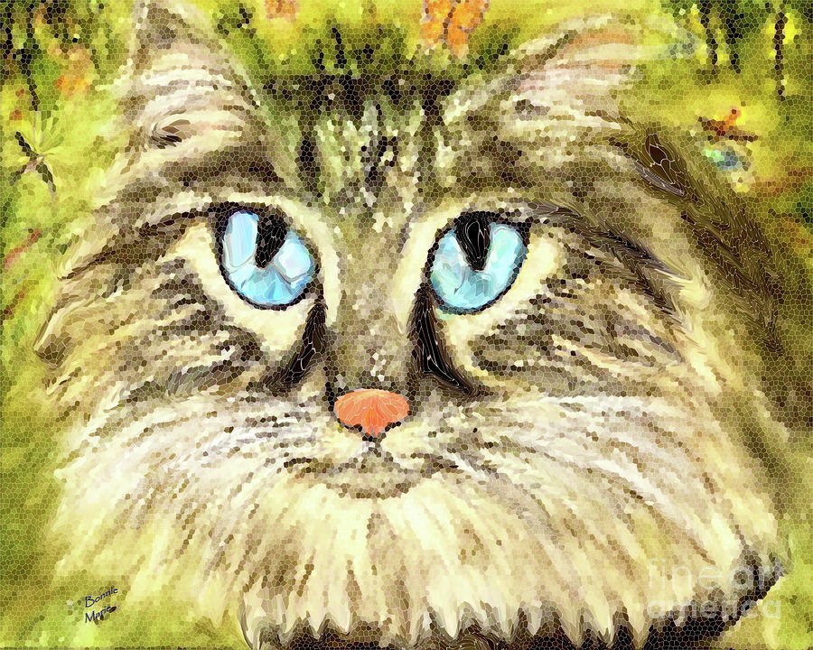 Sammy Kitty Mosaic painting Painting by Bonnie Marie