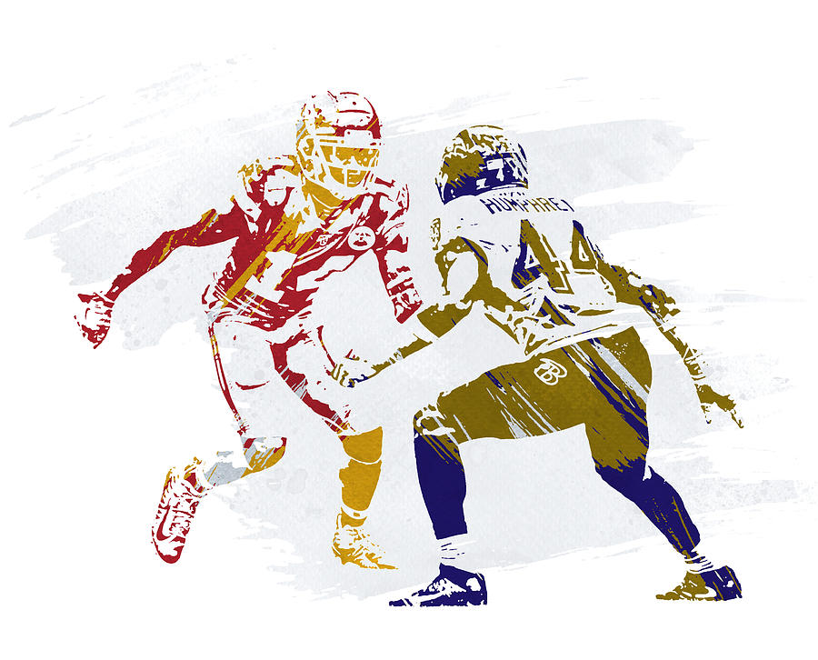 Sammy Watkins Chiefs vs Marlon Humphrey Ravens STROKES PIXEL ART 1 by Joe  Hamilton