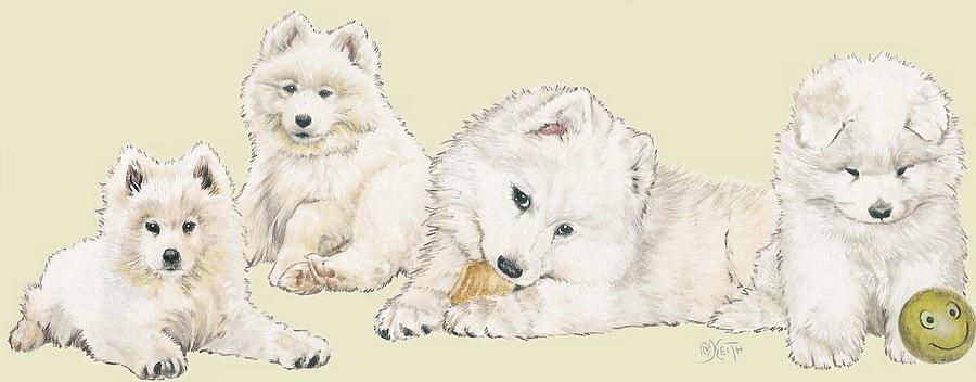 Samoyed Puppies Mixed Media by Barbara Keith