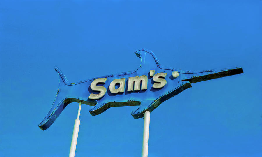 Sams Sign in Deep Brilliant Blues Photograph by Matthew Bamberg