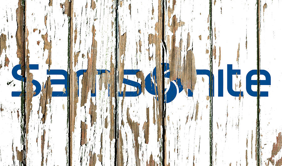 Samsonite Vintage Logo Peeling Paint Barn Wood Mixed Media by Design ...