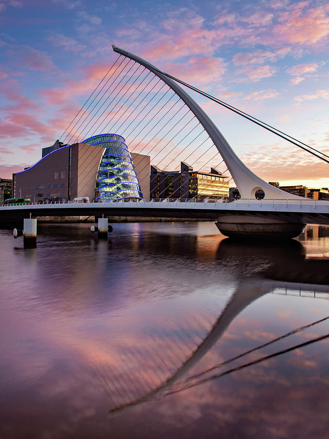 Architecture Photograph - Samuel Beckett Bridge Reflection - Dublin by Barry O Carroll