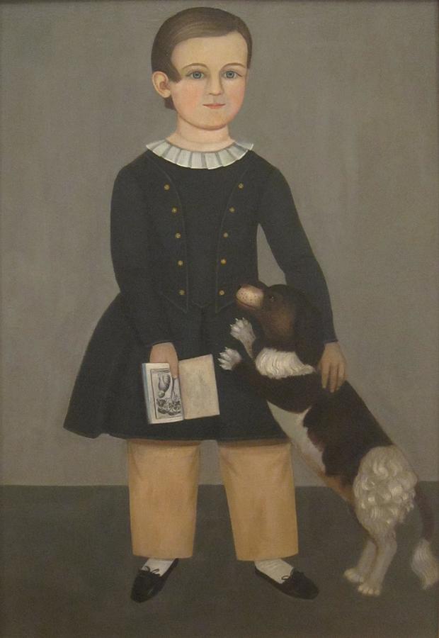 Samuel Miller - Young Boy with Dog Painting by Les Classics