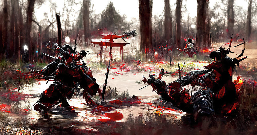 Samurai Battle 15 Digital Art by Richard Jones | Pixels