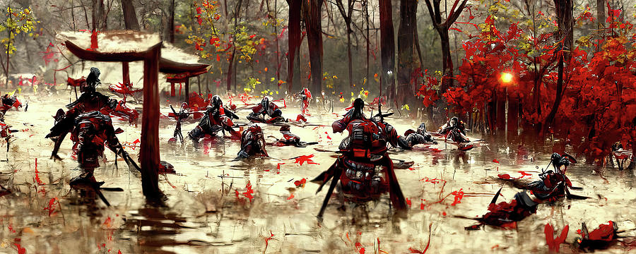 Samurai Battle 16 Digital Art by Richard Jones | Pixels