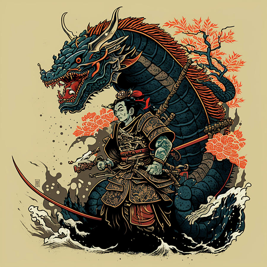 Samurai Battle Fantasy Dragon Digital Art by Kailooma X TheDol - Pixels