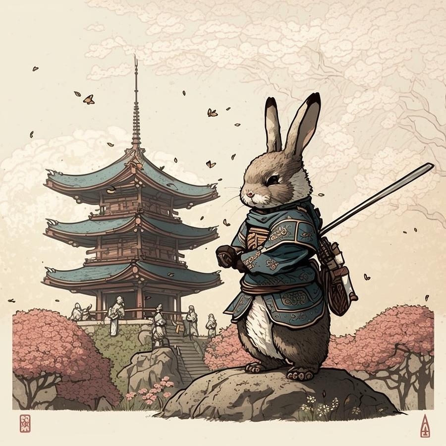 Samurai Bunny Digital Art by Katje van Zandt - Pixels