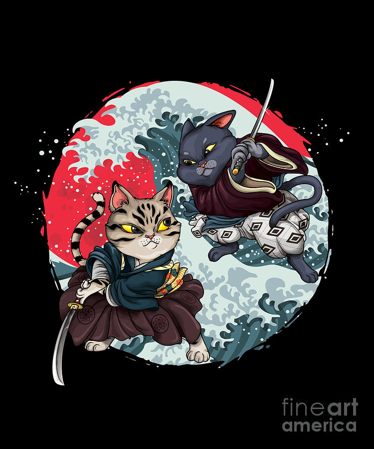 Samurai Cats Kendo Ninja Japan Katana Sinobi Gift Digital Art by Thomas ...