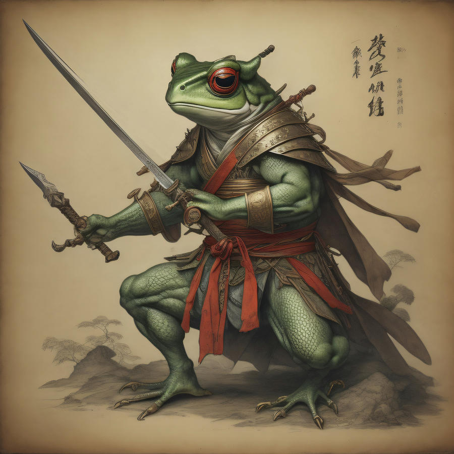 Samurai Frog Drawing Digital Art by Vic Williams Fine Art America