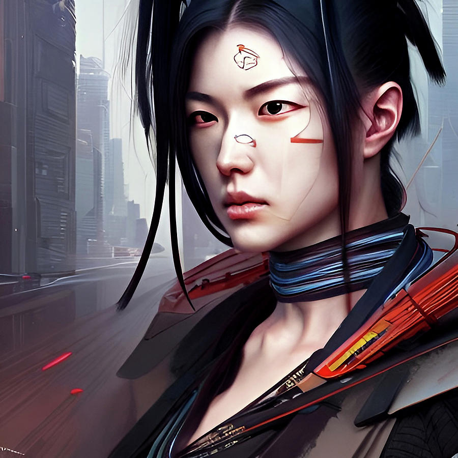 Samurai In Cyberpunk Look Digital Art by Alessandro Della Torre - Fine ...