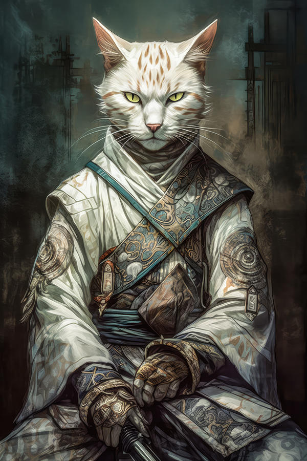 Samurai Kitty 5 Digital Art by Wes and Dotty Weber - Fine Art America