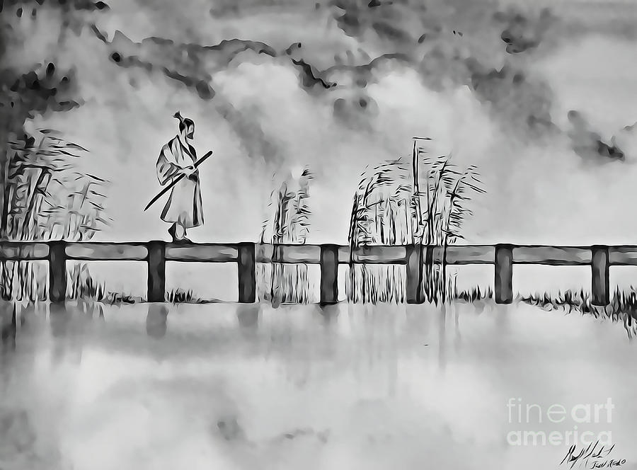 Samurai Painting - Samurai on the Bridge by Gary Martinek