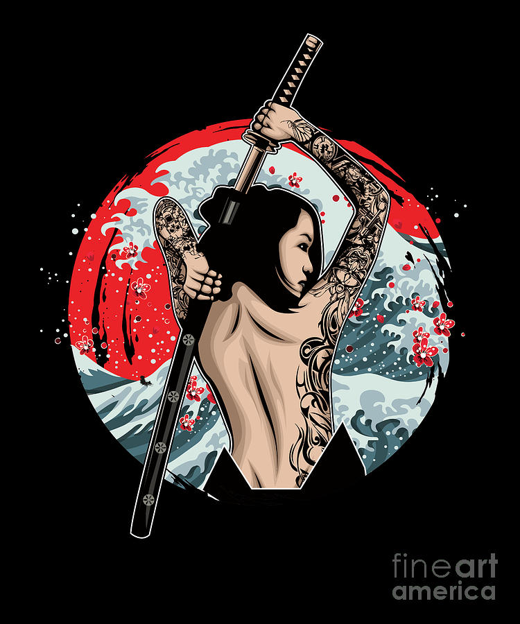 Samurai Woman Katana Sword Kendo Ninja Japan T Digital Art By Thomas Larch