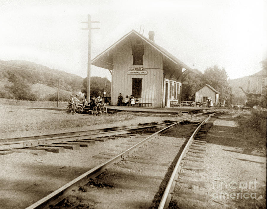 San Anselmo Photograph - San Anselmo Railroad Depot Marin Co., 1898 by Monterey County Historical Society