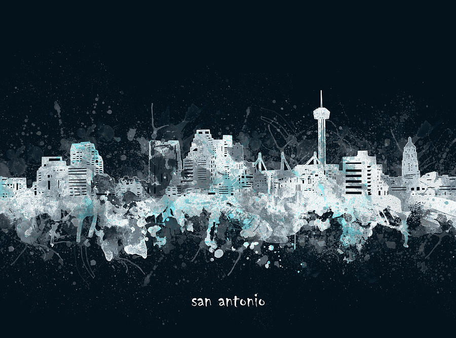 San Antionio Skyline Artistic V4 Digital Art by Bekim M
