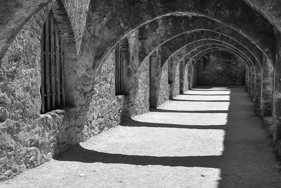 San Antonio Photograph - San Antonio Mission San Jose - Black and White by Gregory Ballos
