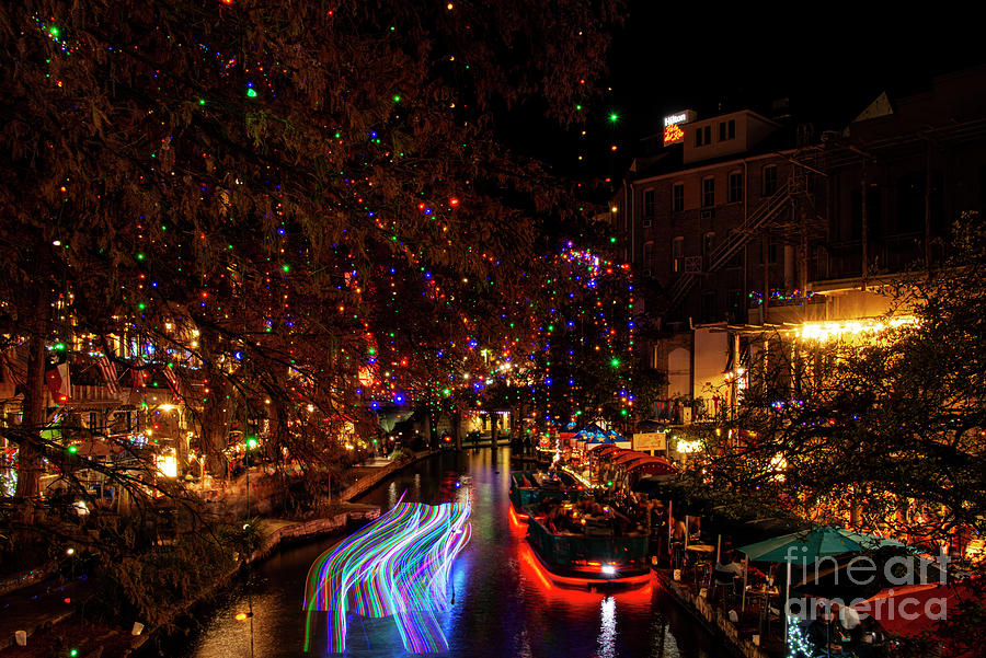 San Antonio Riverwalk Christmas Lights Two Photograph by Bob Phillips