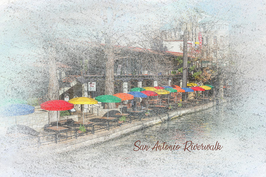 San Antonio Riverwalk - Colorful Umbrella Dining Photograph by Patti Deters