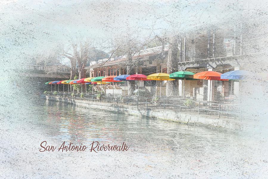San Antonio Riverwalk - Colorful Umbrellas Photograph