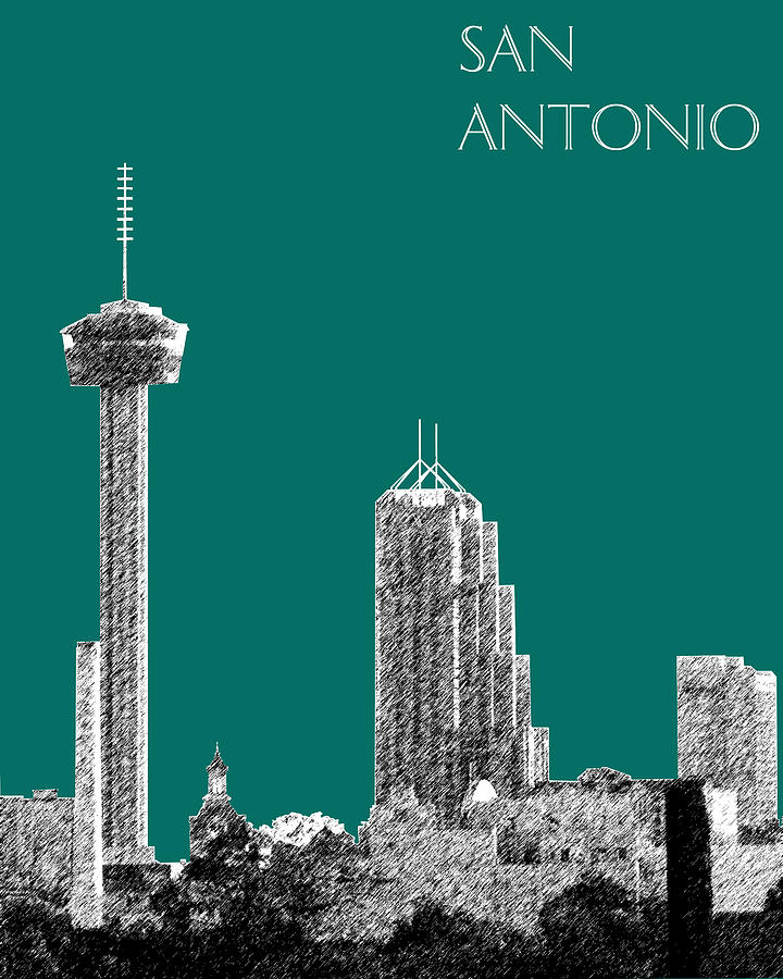 San Antonio Skyline - Coral Digital Art