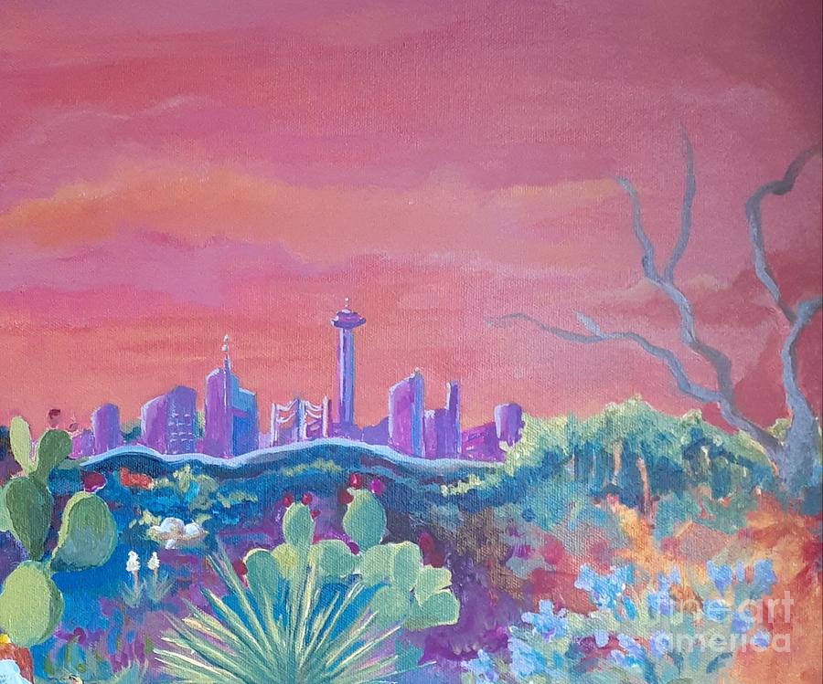 San Antonio skyline#1 Painting by Lynn Maverick Denzer