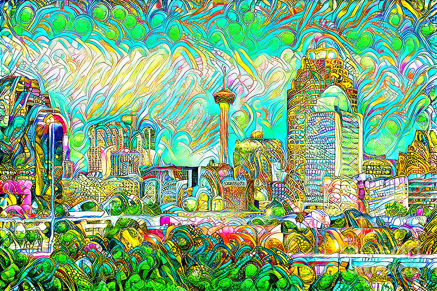 San Antonio Texas Skyline in Contemporary Vibrant Colorful Motif 20200509 Photograph by Wingsdomain Art and Photography
