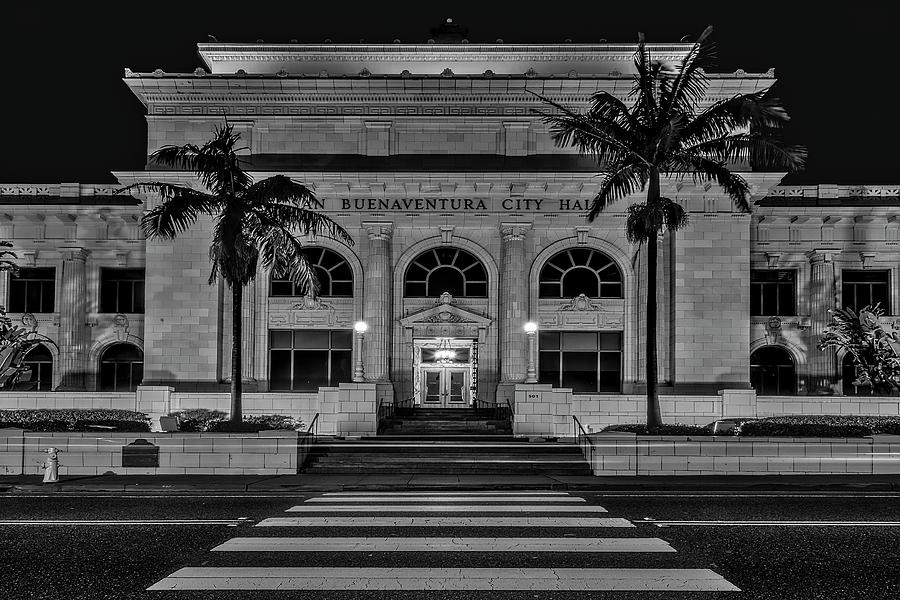 San Buenaventura City Hall CA BW Photograph by Susan Candelario