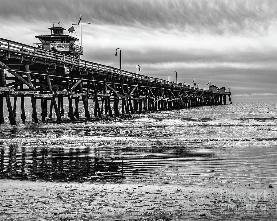 San Clemente Pier in Black and White Photograph by Abigail Diane Photography