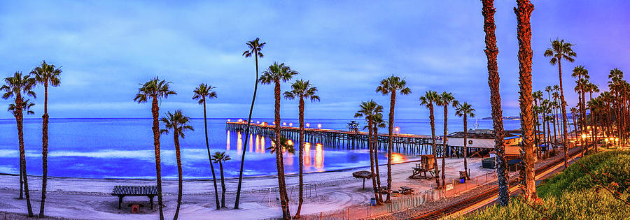 San Clemente Pier Panorama, Sunrise, California Photograph by Don Schimmel