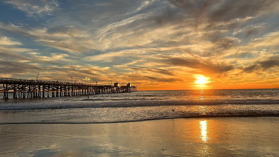 San Clemente Pier Sunset Photograph by Brian Eberly