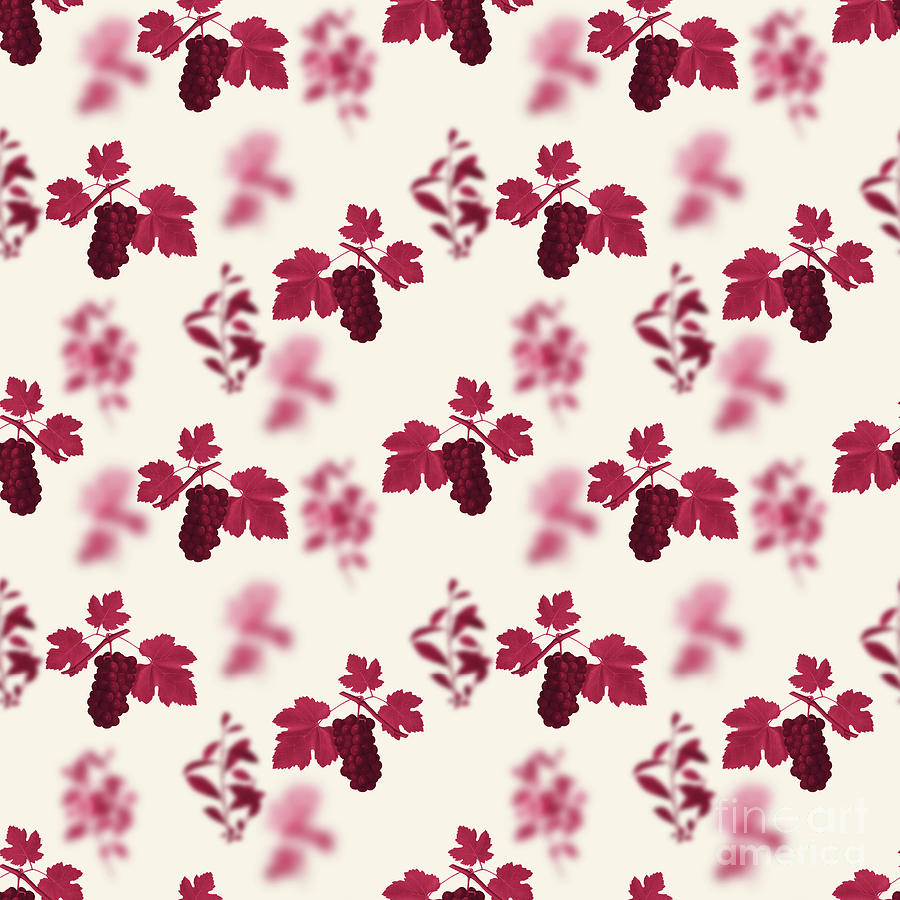 Vintage Mixed Media - San Columbano Grapes Botanical Seamless Pattern in Viva Magenta n.0873 by Holy Rock Design
