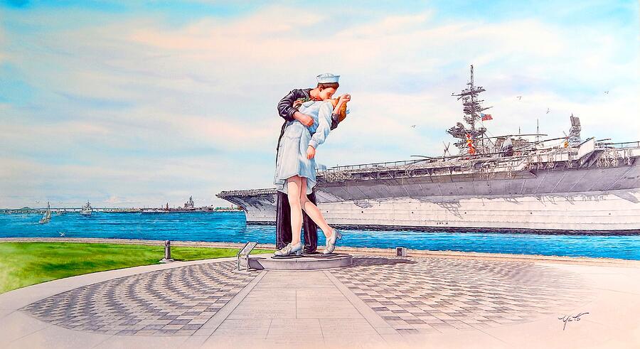 San Diego, AMERICAN VICTORY MONUMENT Painting by John YATO
