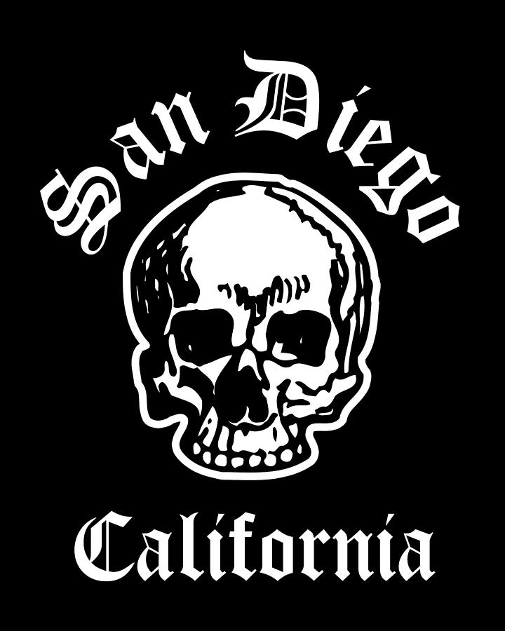 San Diego California Urban Streetwear White Skull, White Text Super ...