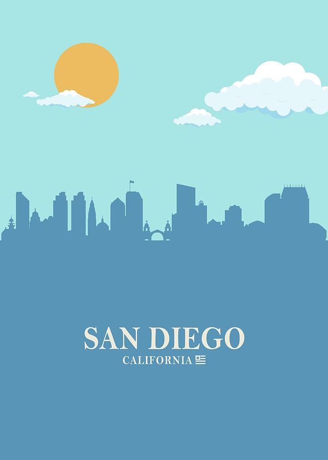 San Diego City Skyline Bluesky Digital Art by Ahmad Nusyirwan - Fine ...