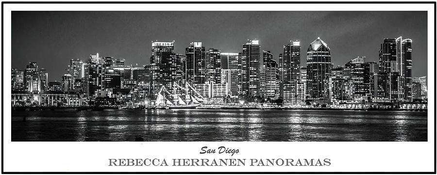 San Diego City Skyline in Black and White Photograph by Rebecca Herranen