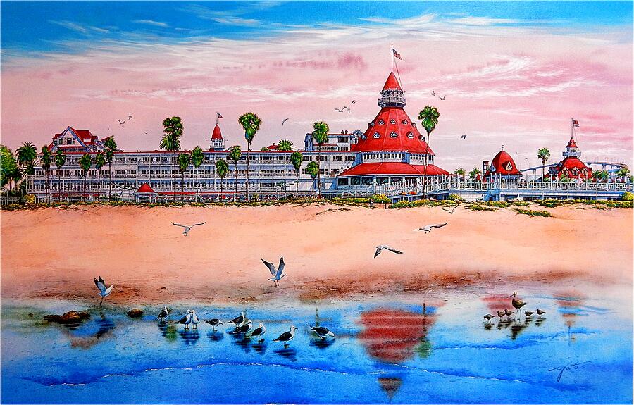 San Diego, Coronado, Hotel Del Coronado Painting by John YATO